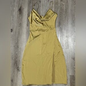 Olive Green Satin/Silk Dress NWOT
